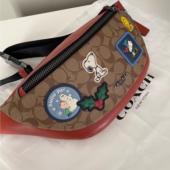 Coach X Peanuts Warren Belt Bag In Signature Canvas With Patches - Picture 2 of 10